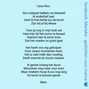 Gedicht 1.5 jaar borstvoeding geven