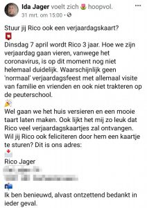 kaartjes derde verjaardag vieren