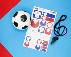 Voetbalgekte met sportstickers