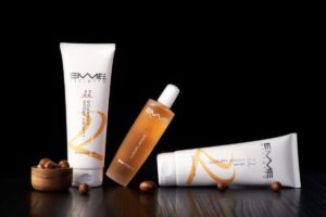 plastic tubes on a wooden surface